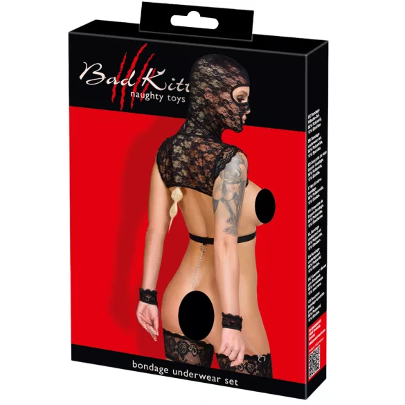 Bad Kitty - conjunto de BDSM em renda (preto)