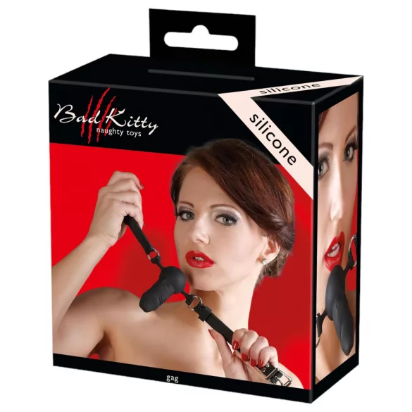 Bad Kitty - mordaça de silicone com pequeno dildo - preto