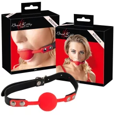   Bad Kitty - mordedor bola silicone alça couro sintético - vermelho