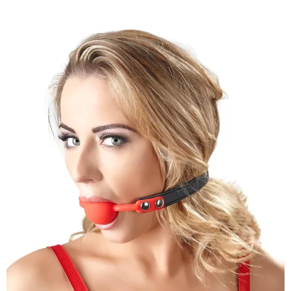 Bad Kitty - mordedor bola silicone alça couro sintético - vermelho