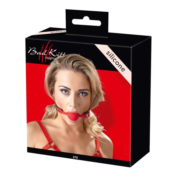 Bad Kitty - mordedor bola silicone alça couro sintético - vermelho