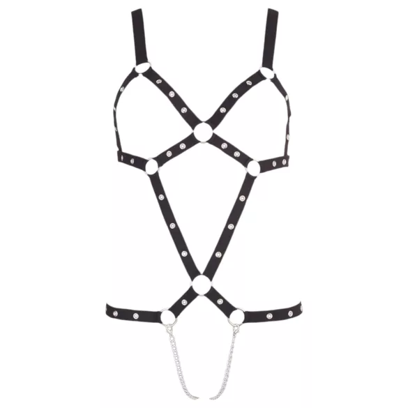 Bad Kitty - body com tiras e tachas - preto (S-L)
