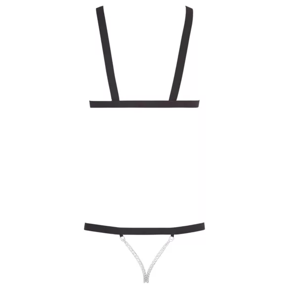 Bad Kitty - body com tiras e tachas - preto (S-L)