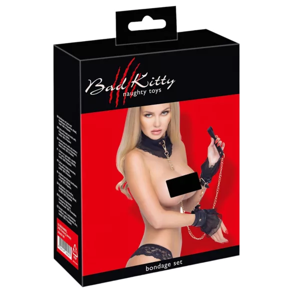 Bad Kitty - conjunto de amarras com folhos (4 peças) - preto