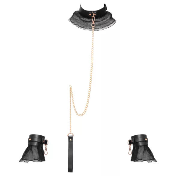 Bad Kitty - conjunto de amarras com folhos (4 peças) - preto
