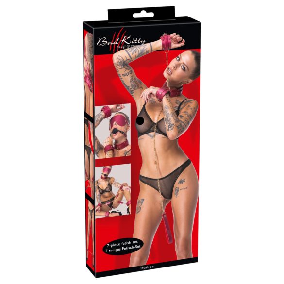 Bad Kitty - kit bondage 7 peças - vermelho