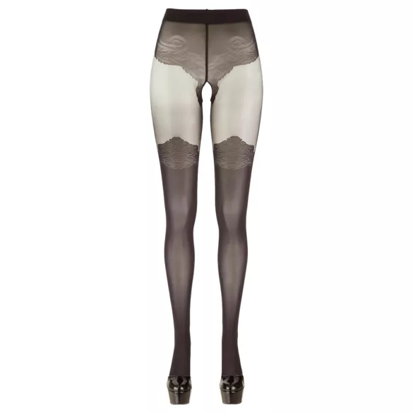 Cottelli - meia-calça estampada aberta (preta) - 5/XL