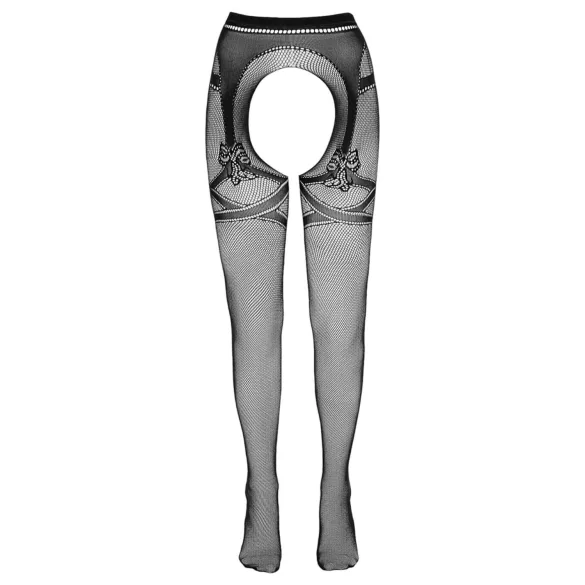 Cottelli - Meia arrastão dupla função aberta - preto - L/XL