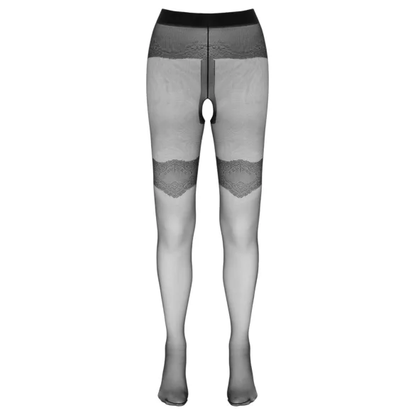 Cottelli - meia-calça aberta feminina - padrão exclusivo - preta
