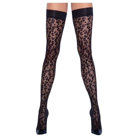 Cottelli Legwear - meia 7/8 com estampa de leopardo - preta - 5