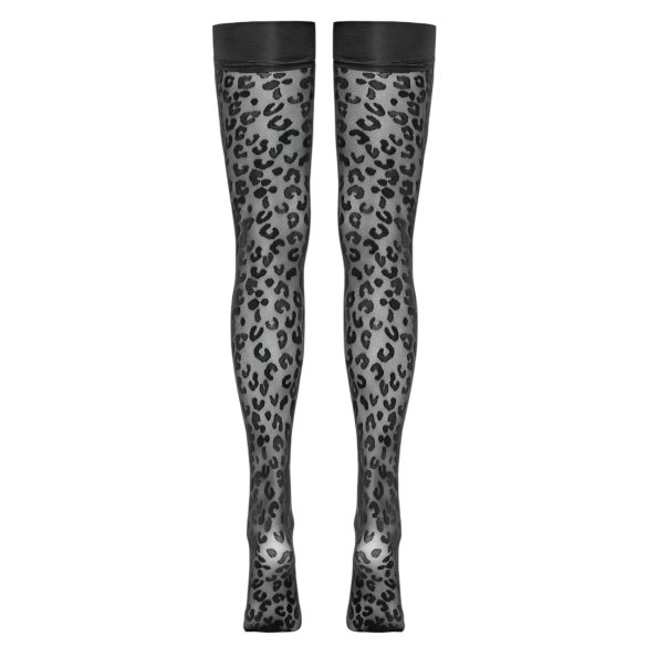 Cottelli Legwear - meia 7/8 com estampa de leopardo - preta - 5