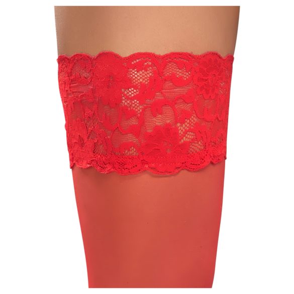 Cottelli - meia 7/8 rendada floral - vermelho