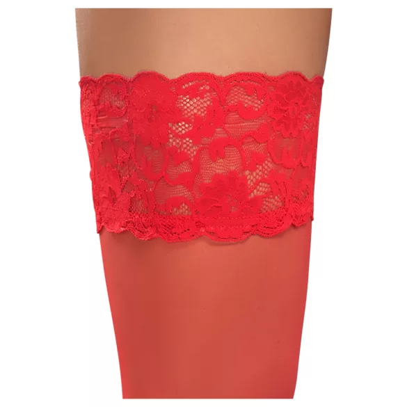 Cottelli - meia 7/8 rendada floral - vermelho - 5/XL