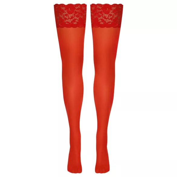 Cottelli - meia 7/8 rendada floral - vermelho - 5/XL