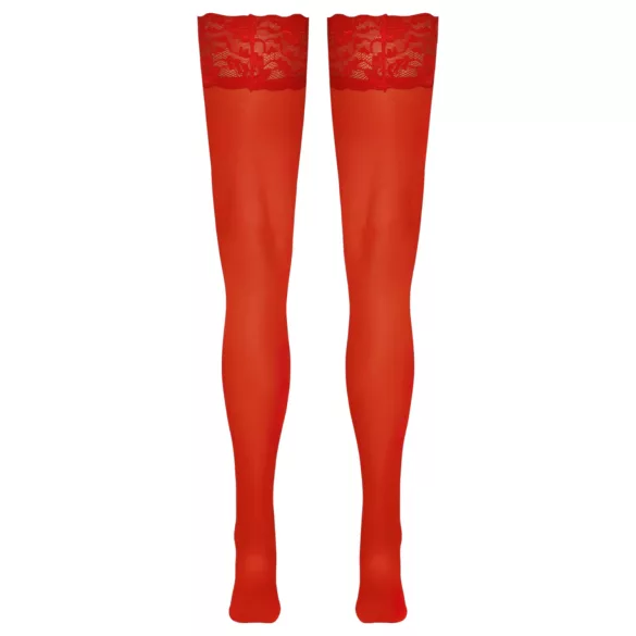 Cottelli - meia 7/8 rendada floral - vermelho - 5/XL
