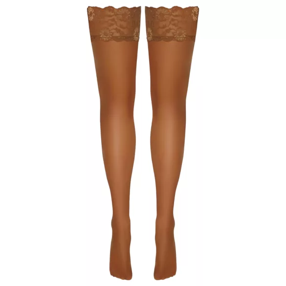 Cottelli - meia 7/8 rendada floral - cor natural - 4/L