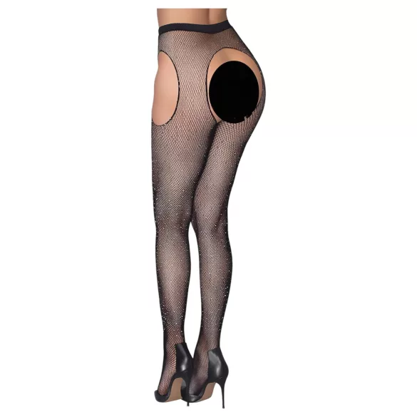 Cottelli Legwear - meia-calça aberta brilhante - preta (S-L)