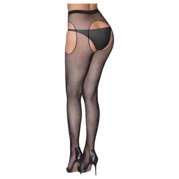 Cottelli Legwear - meia-calça aberta brilhante - preta (S-L)