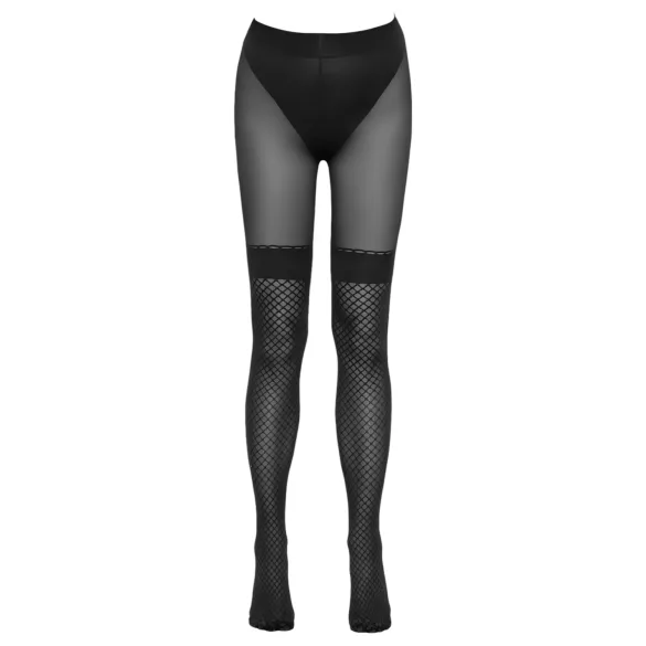 Cottelli - meia-calça aberta arrastão com detalhe - preta - 4