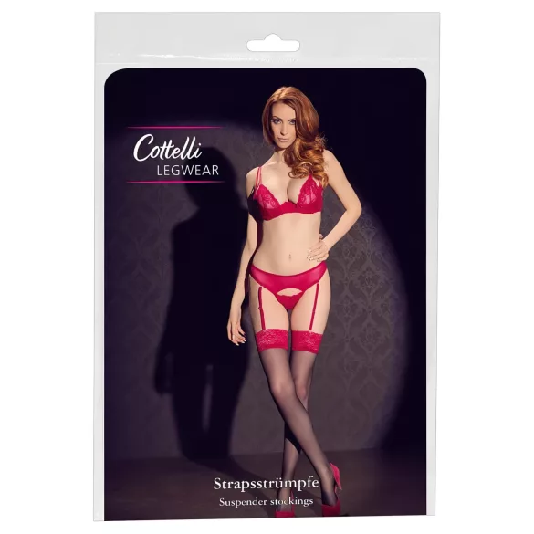 Cottelli - meia vermelha com renda (preto) - 7