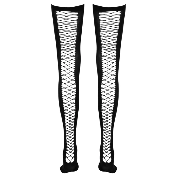 Cottelli - meia‑calça arrastão autossustentável acima da coxa (preta) - S/M - L/XL