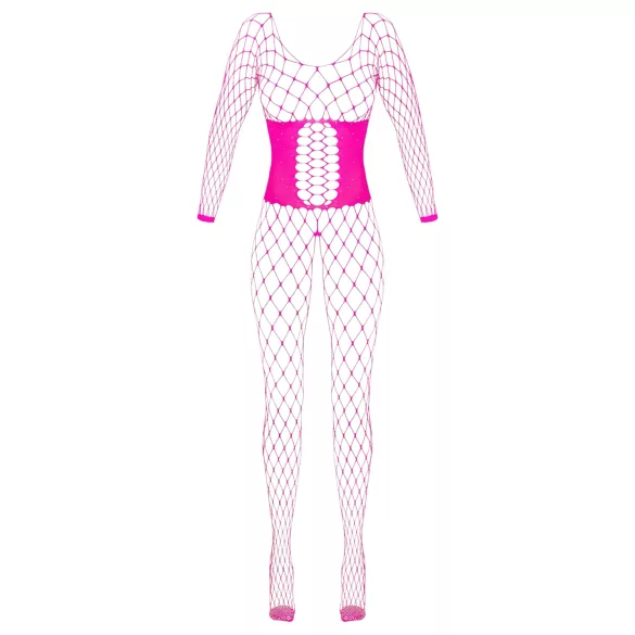 Cottelli - bodystocking arrastão rosa - tamanho S-L