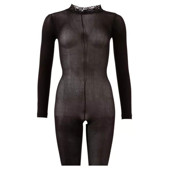 Cottelli - collant transparente com entrepernas abertas (preto) - S/M