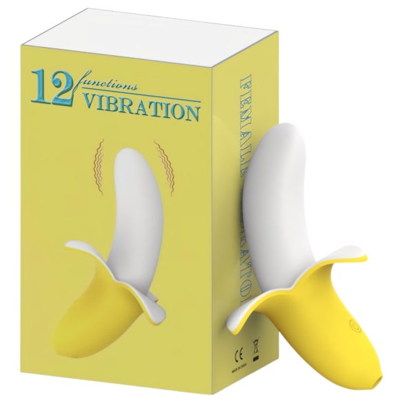 Lonely - vibrador banana recarregável à prova d'água - silicone amarelo branco