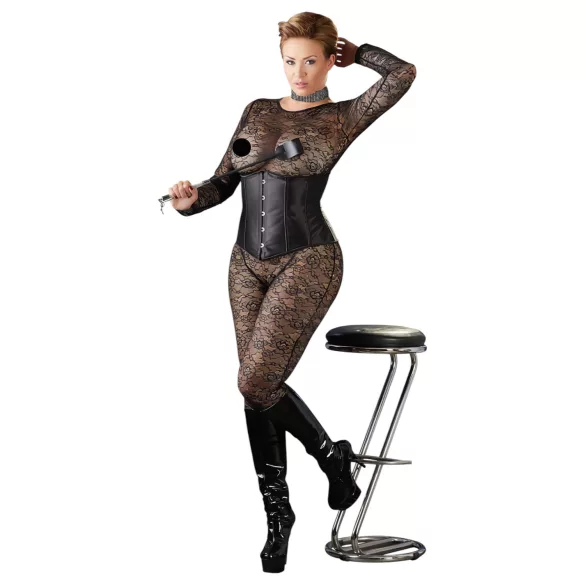 Cottelli Plus Size - espartilho de cetim - preto - 3XL