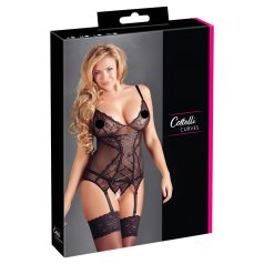 Cottelli - Top feminino rendado com fitas (preto)