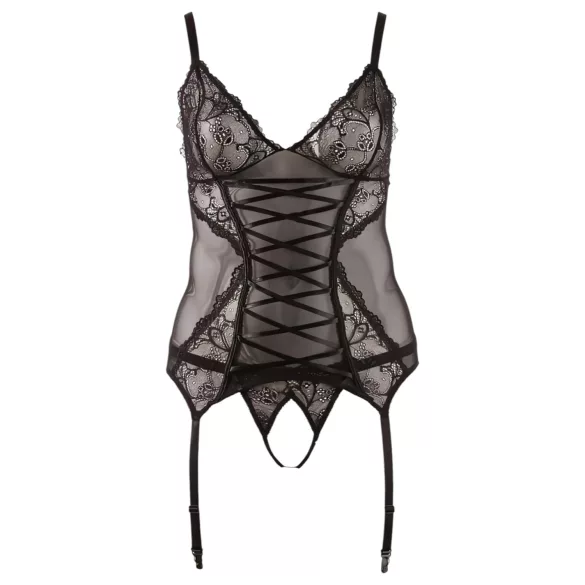 Cottelli - Top feminino com renda e fitas - preto