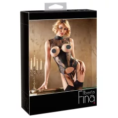 Abierta Fina - conjunto aberto renda brilhante - preto
