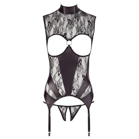 Abierta Fina - conjunto aberto renda brilhante - preto