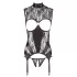 Abierta Fina - conjunto aberto renda brilhante - preto - L