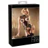 Abierta Fina - conjunto aberto renda brilhante - preto - XL