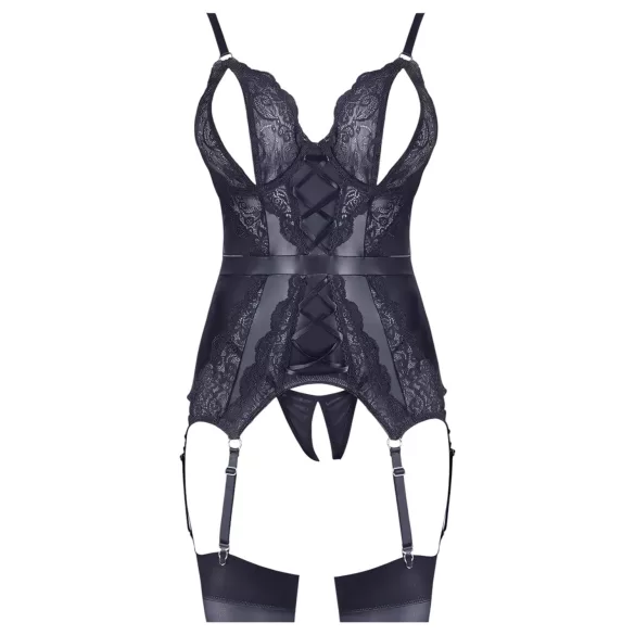 Cottelli - conjunto de lingerie aberto em renda - preto - M