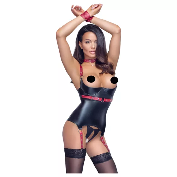 Cottelli Bondage - Top bondage com colarinho - brilhante preto - XL