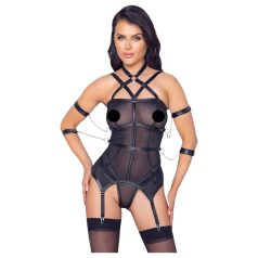 Cottelli Bondage - top com alças, algemas e tanga (preto)
