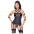 Cottelli Bondage - top com alças, algemas e tanga (preto) - M