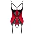 Cottelli - conjunto lingerie levantador seios renda - vermelho