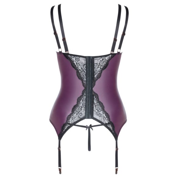 Cottelli Curves - conjunto de lingerie rendado com espartilho (roxo) - 90D/XL