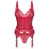 Obsessive Cupide Desir - conjunto lingerie transparente renda - vermelho