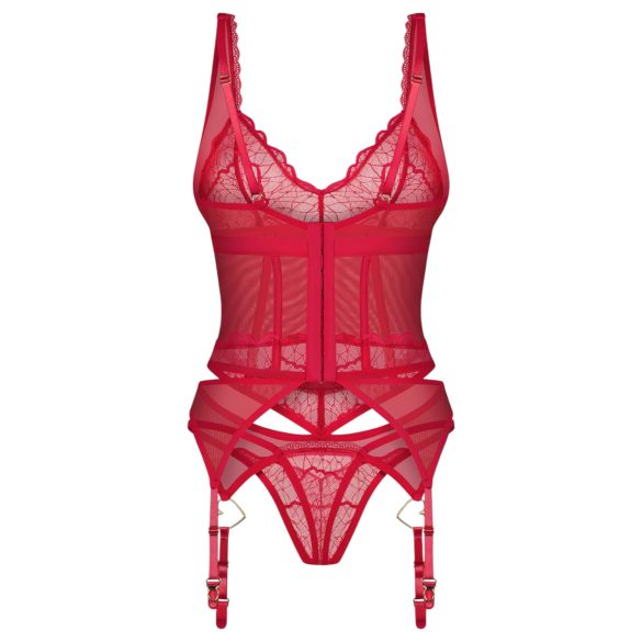 Obsessive Cupide Desir - conjunto lingerie transparente renda - vermelho - L/XL