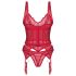 Obsessive Cupide Desir - conjunto lingerie transparente renda - vermelho - L/XL
