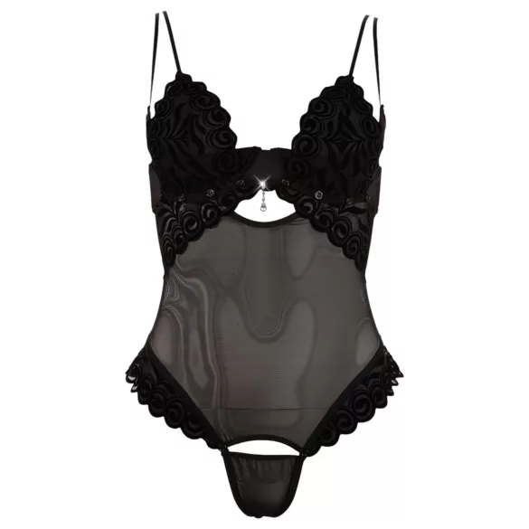 Cottelli - Body feminino ajustável - toque aveludado - preto - 80B/M