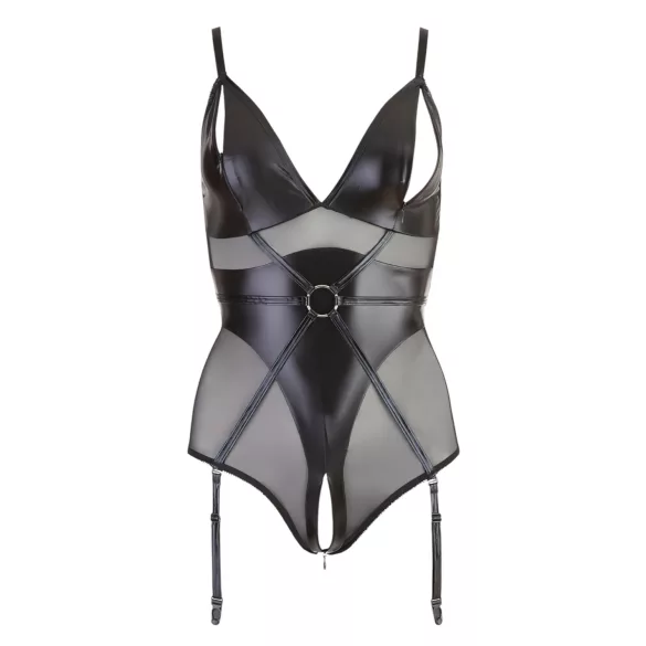 Cottelli Bondage - body brilhante com algemas - preto - L