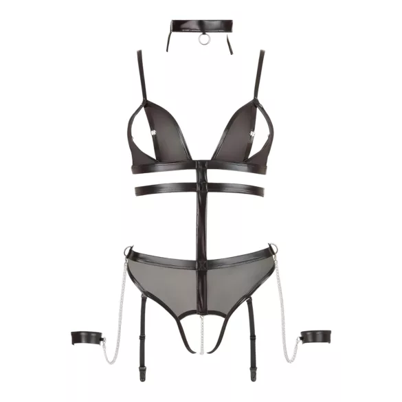 Cottelli Bondage - body aberto com tiras e correntes - preto - XL