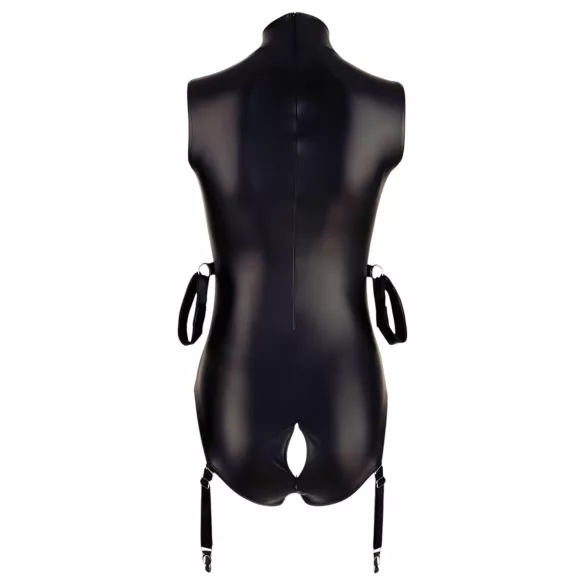 Cottelli Bondage - body sem mangas brilhante e algema para braço - preto