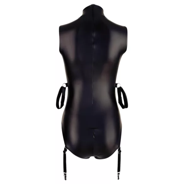 Cottelli Bondage - body sem mangas brilhante e algema para braço - preto - XL