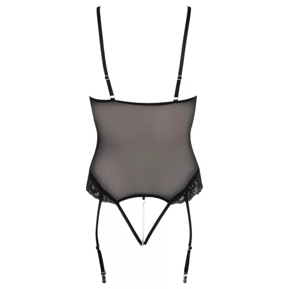 Cottelli Bondage - body com anéis de metal e algemas de pulso - preto - M